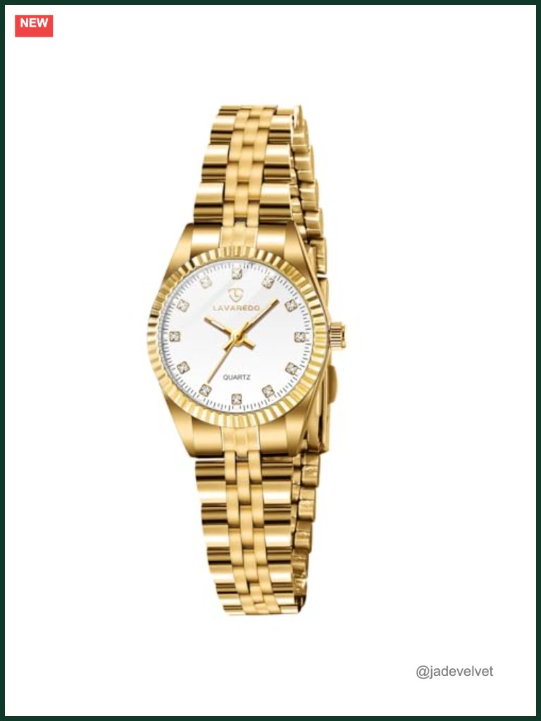 Gold Plated Womens Watch Set With Bangle Bracelet